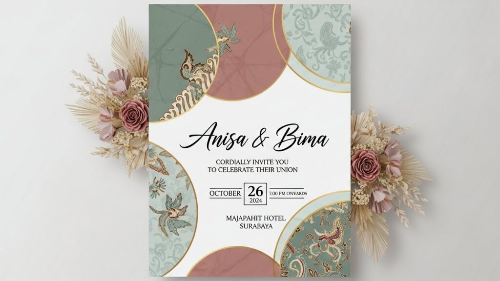 Cincin pernikahan bersinar di antara kelopak bunga