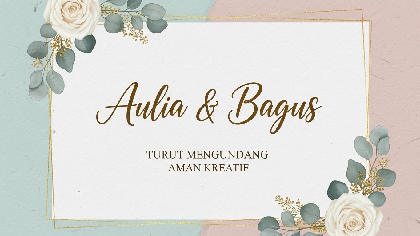 Undangan pernikahan islami dengan kaligrafi Arab dan motif geometris