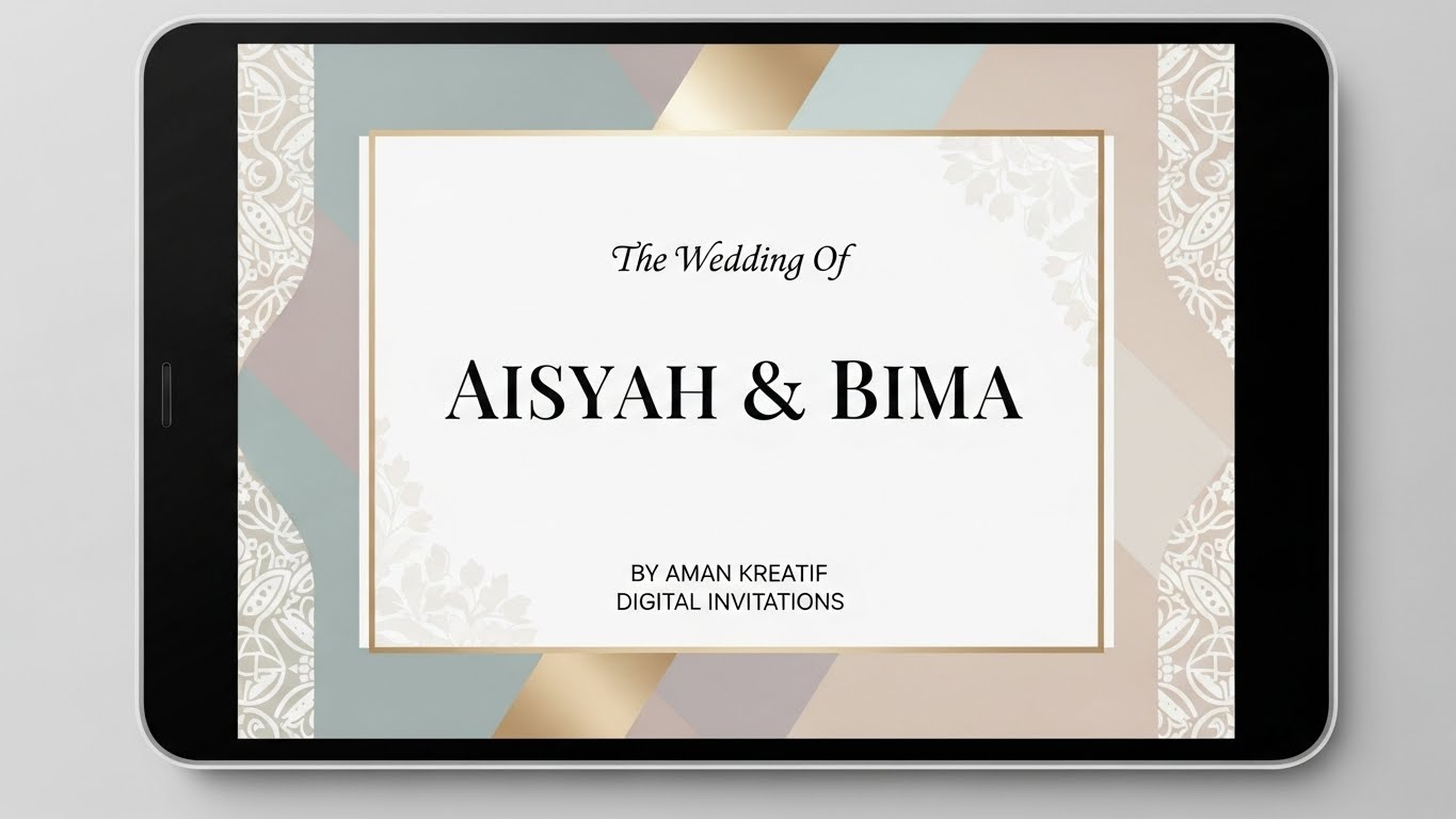 Undangan pernikahan klasik dengan bordir dan emblem kerajaan