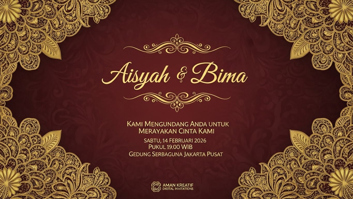 Undangan pernikahan bertema bohemian dengan pola etnik dan warna earthy