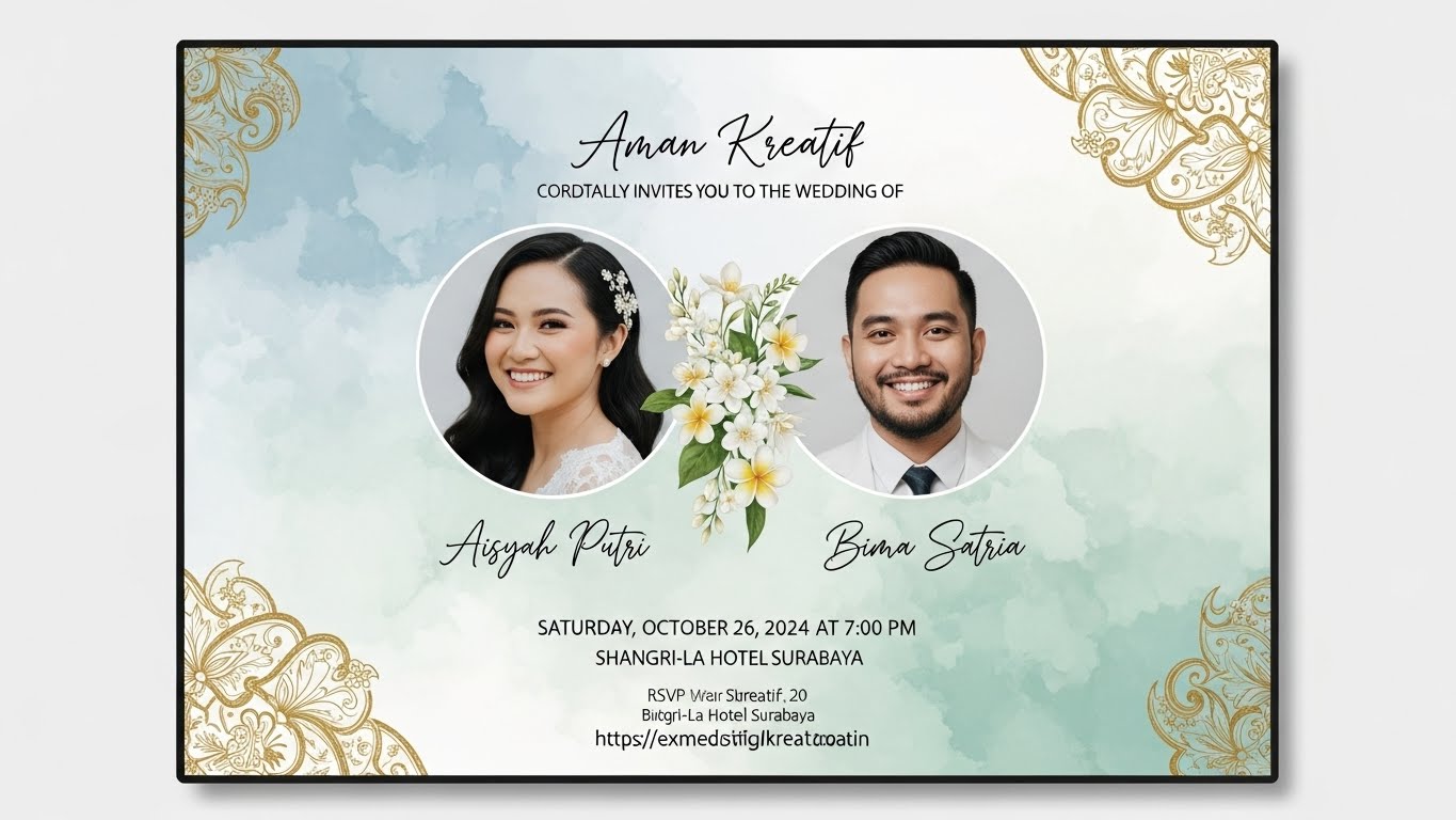 Undangan Pernikahan Elegan dengan Motif Bunga Mawar Merah