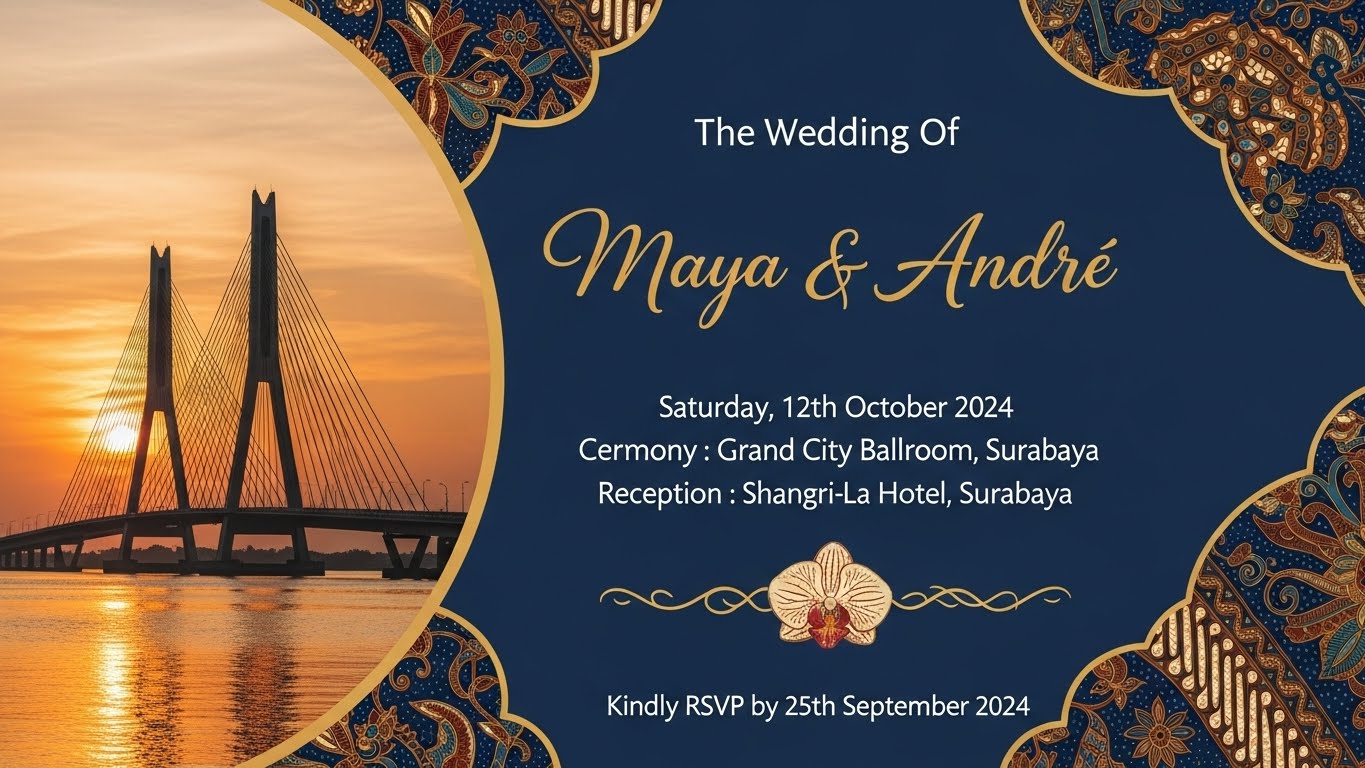 Undangan digital bertema “Save the Date” dengan ilustrasi bunga dan tulisan tangan