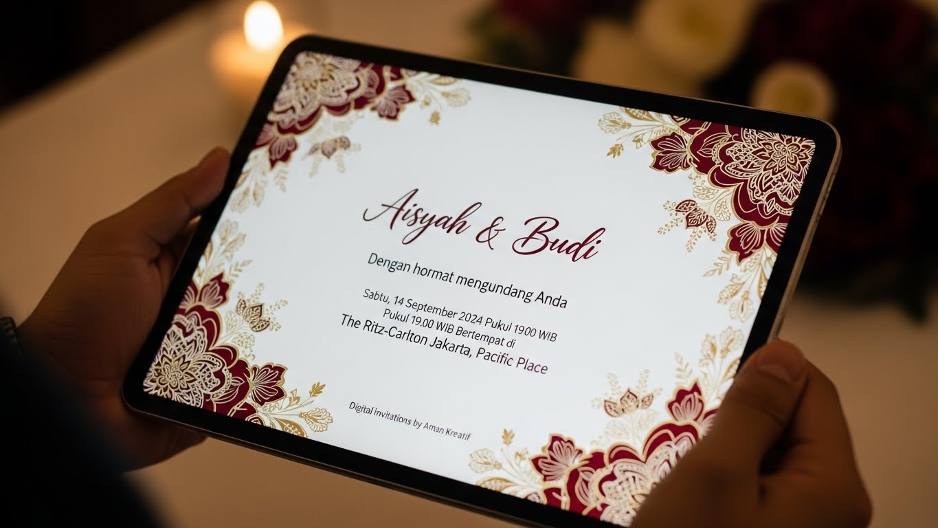 Undangan pernikahan animasi interaktif dengan efek hover dan musik lembut