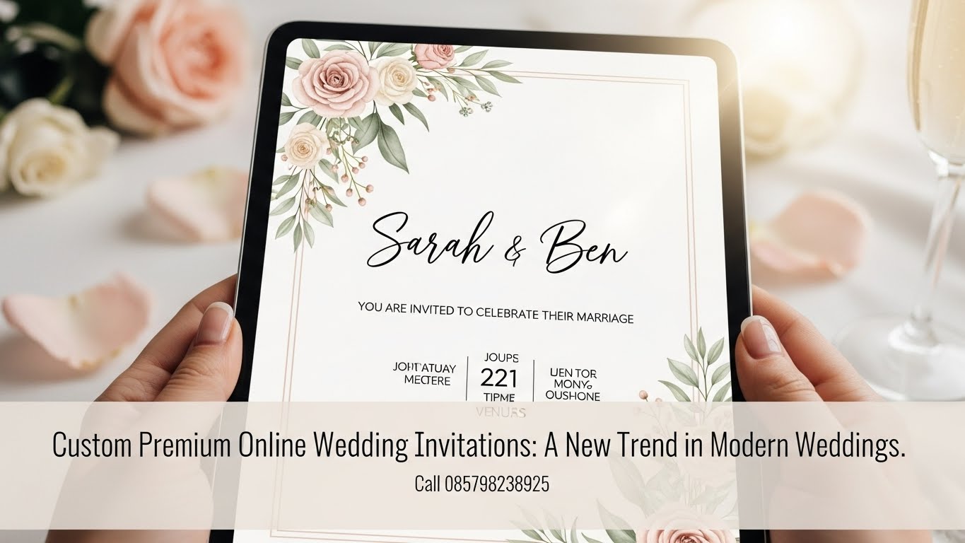 Mockup undangan nikah floral di meja marmer dengan bunga dan cincin