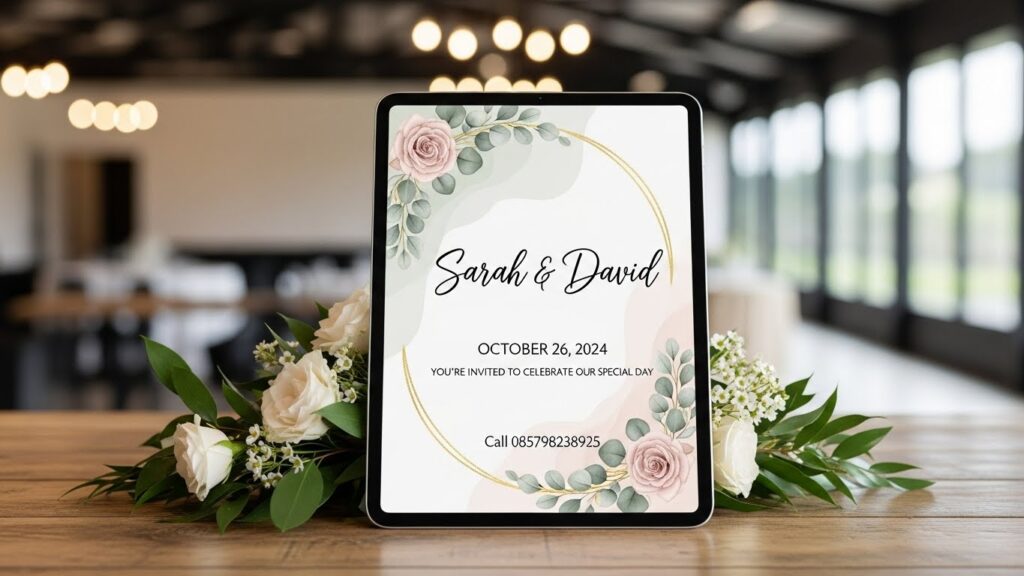 Tampilan responsif undangan pernikahan di laptop dan smartphone