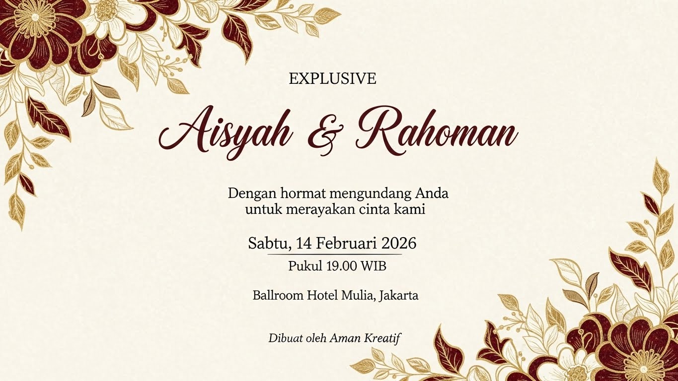 Undangan pernikahan glamor dengan efek glitter dan font mewah