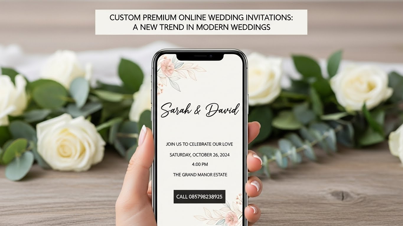 Minimalist marble desk setup featuring printable wedding cards on screen and print, styled with roses & rings