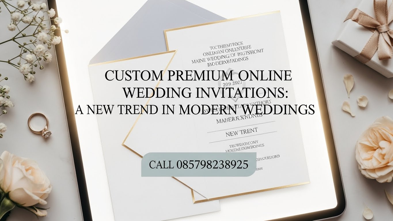 Template undangan nikah floral dengan font mewah dan layout bersih