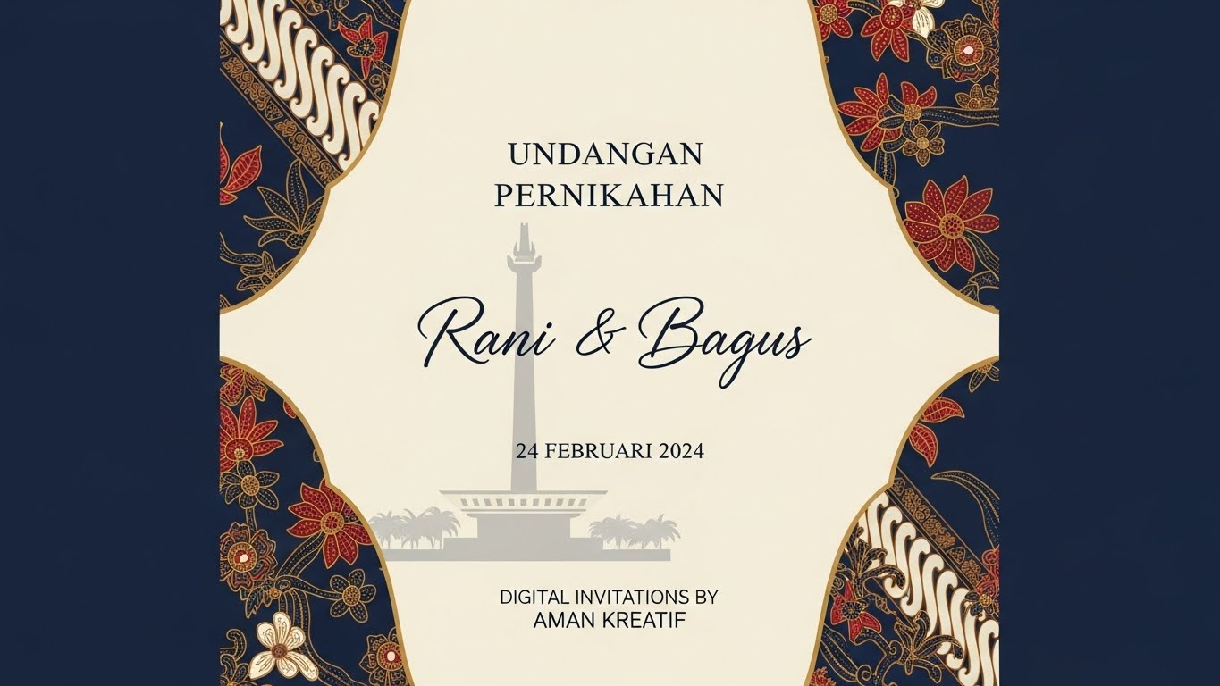 Undangan pernikahan bertema pantai dengan motif laut dan warna biru-turquoise