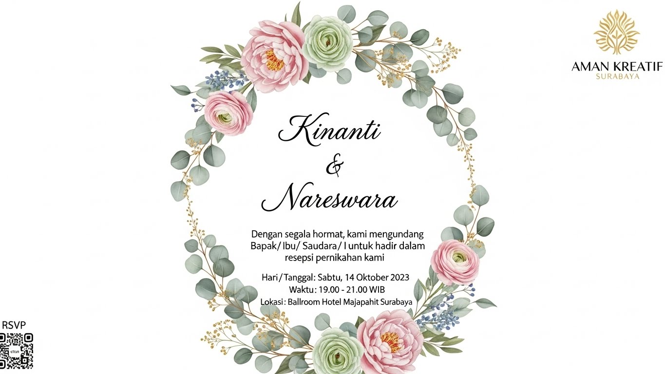 Undangan Pernikahan Bertema Tropis dengan Daun Monstera