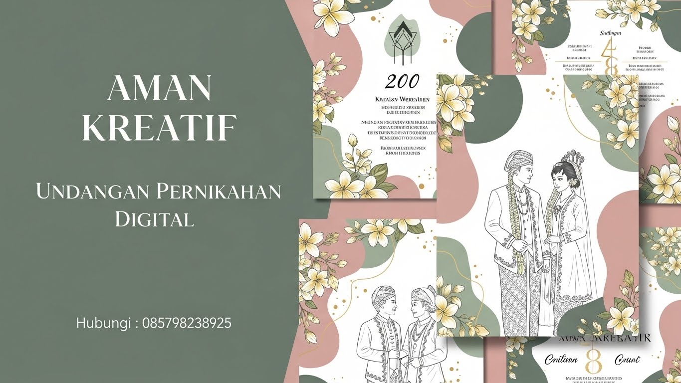 Undangan Pernikahan Digital Adat Jawa oleh Aman Kreatif – Desain Batik & Bunga Plumeria Elegan