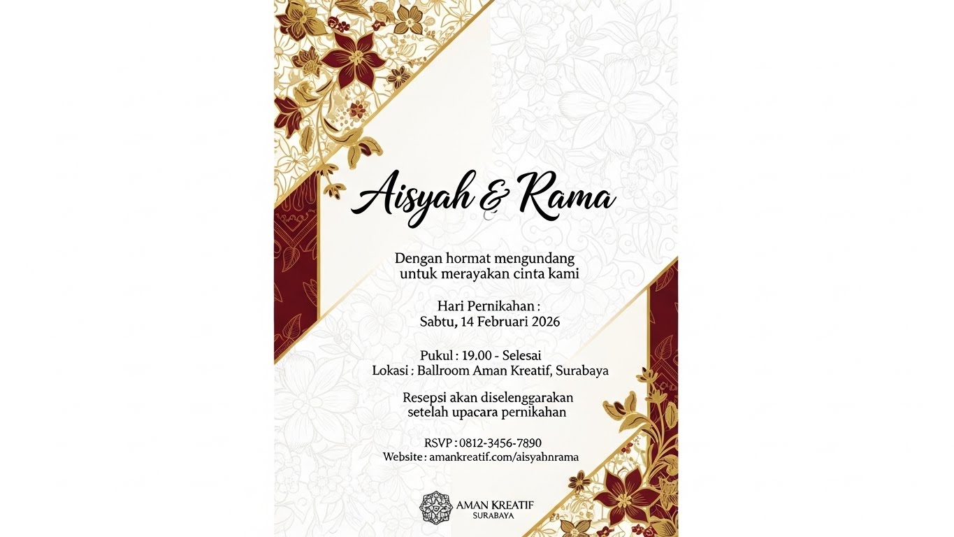 Undangan Pernikahan dengan Foto Pasangan di Depan