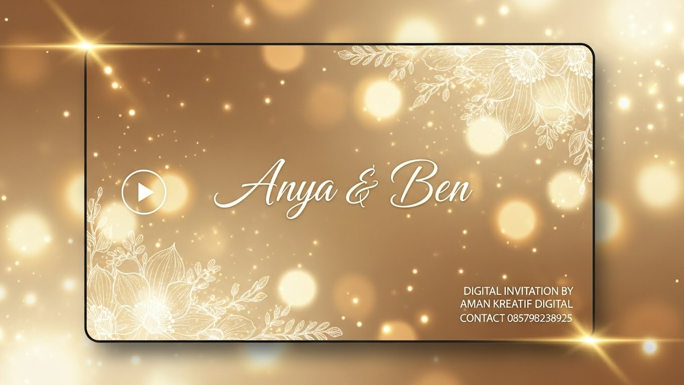 Undangan dengan ilustrasi burung & ranting bunga di sudut