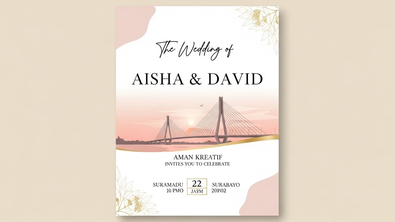 Undangan Pernikahan Tema Modern Geometris dengan Garis & Bentuk